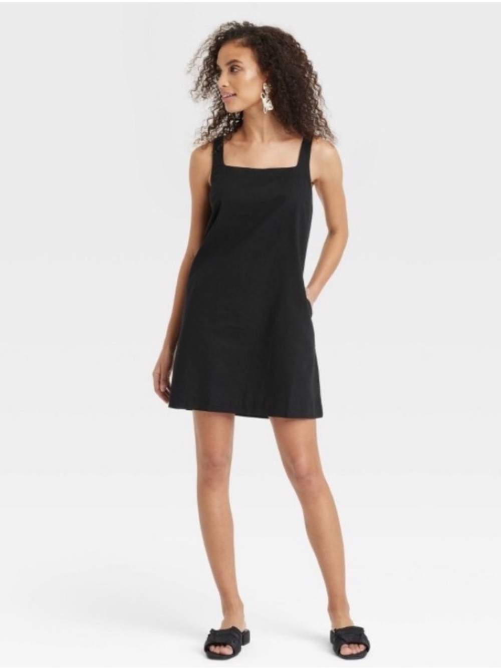 A New Day size XL Black Square-Neck Sleeveless Shift Dress